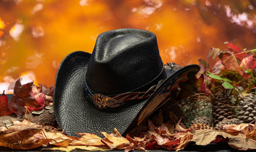 Stampede Hats - Black Vintage Eagle USA Cowboy Hat