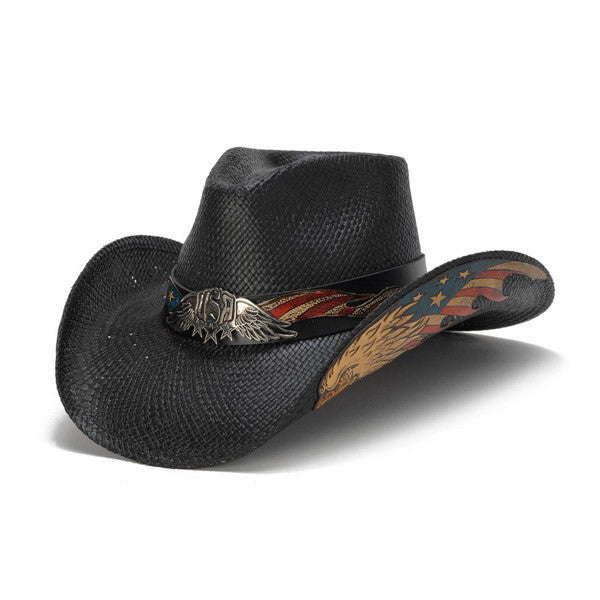 Stampede Hats - Black Vintage Eagle USA Cowboy Hat