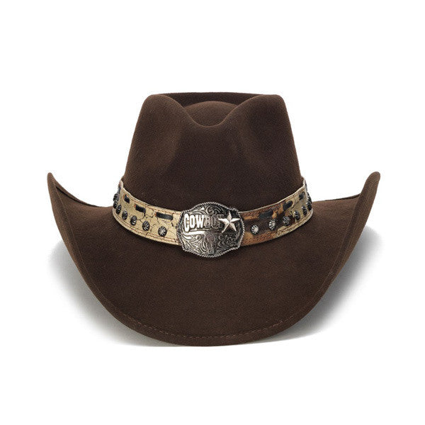 Stampede Hats - Brown Cowboy Concho Western Felt Hat