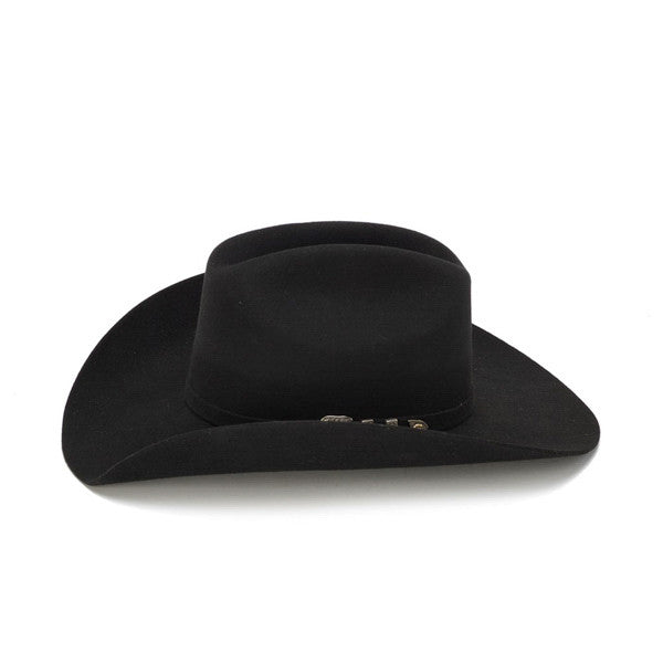 Stampede Hats - 100X Wool Felt Black Cowboy Hat with Silver Tone Buckle