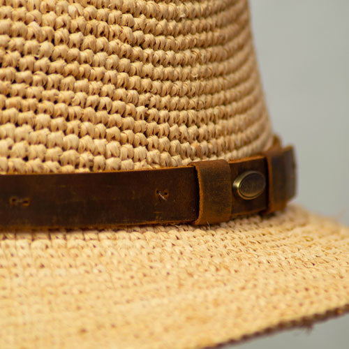 Saint Martin - Raffia Fedora with Leather Band
