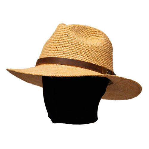 Saint Martin - Raffia Fedora with Leather Band