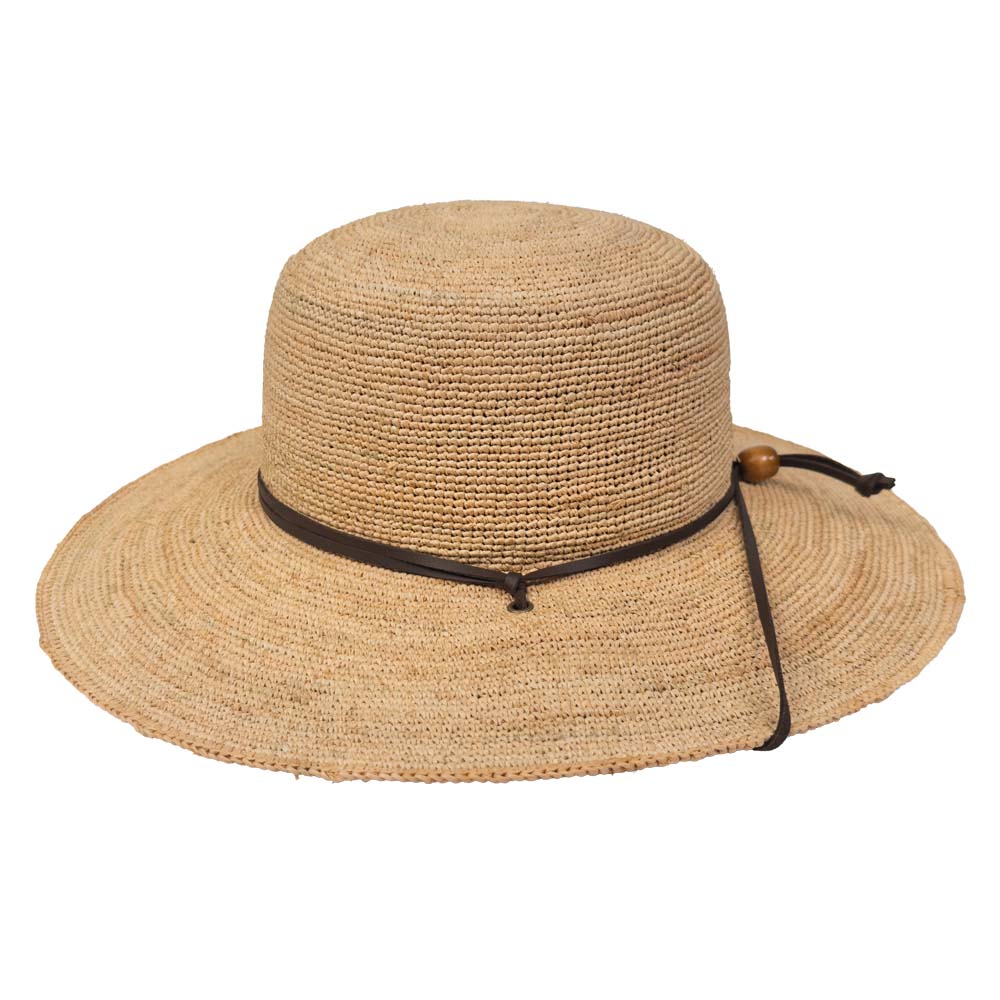 Sforza - Crochet Raffia Sun Hat with Chinstrap